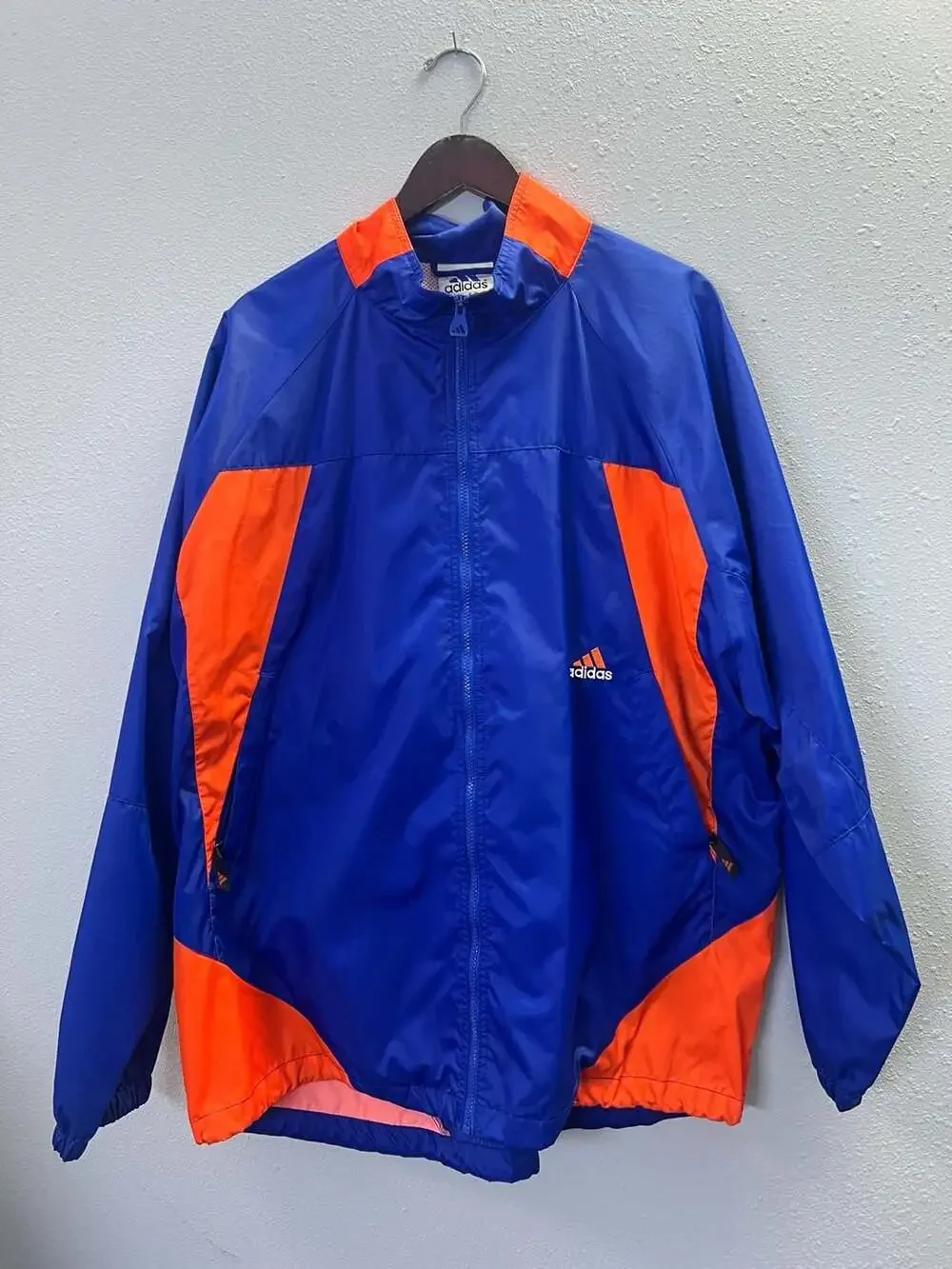 Vintage 90s Adidas Knicks Colorblock Windbreaker Jacket Size XL Blue Orange 0280